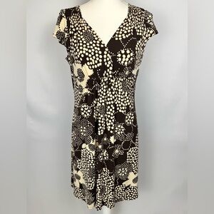 Y2K Laundry by Design Fairy Grunge Short Sleeve Dress Brown Cream Floral Size 10
